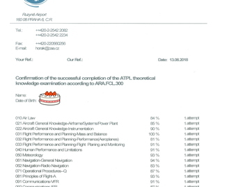 EASA ATPL증명서 CONFIRMATION OF THE SUCCESSFULL COMPLETION OF THE ATPL THEORETICAL