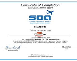CERTICATE OF COMPLETION AIRBUS