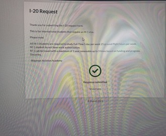 M1 VISA I-20 REQUEST AND  CONDITION