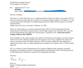 UNITED STATES CONSULATE GENERAL F-1입학허가서